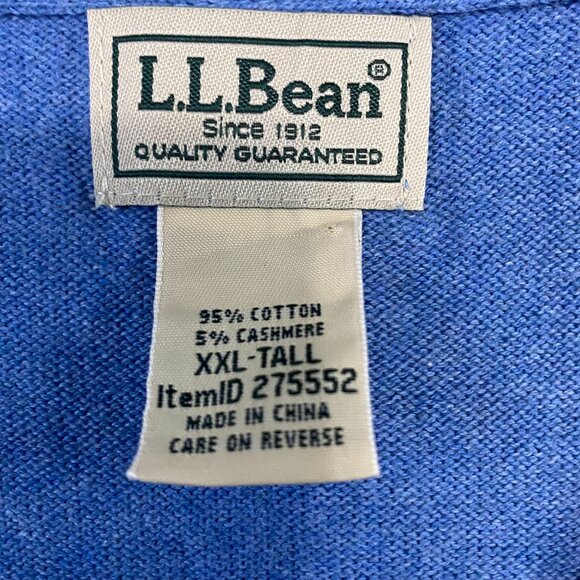LL BEAN CASHMERE COTTON BLEND V-NECK SWEATER LIGHT BABY BLUE MENS SIZE XXL TALL - Picture 4 of 9
